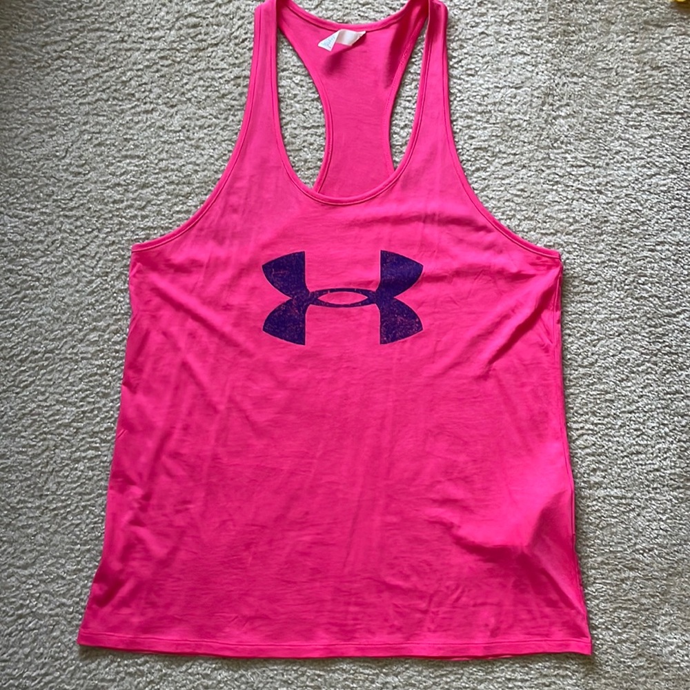 Pink under armor razor back workout tank -  size XL
